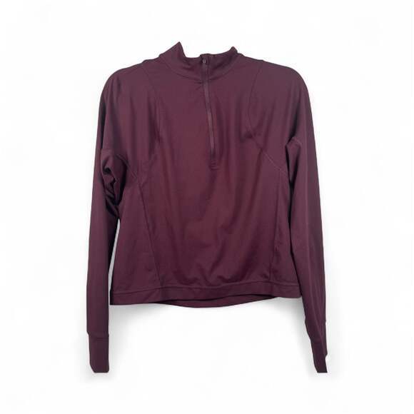 APANA Tops - APANA Women's Burgundy Mauve Quarter Zip Pullover Zen Chaser Top Size L